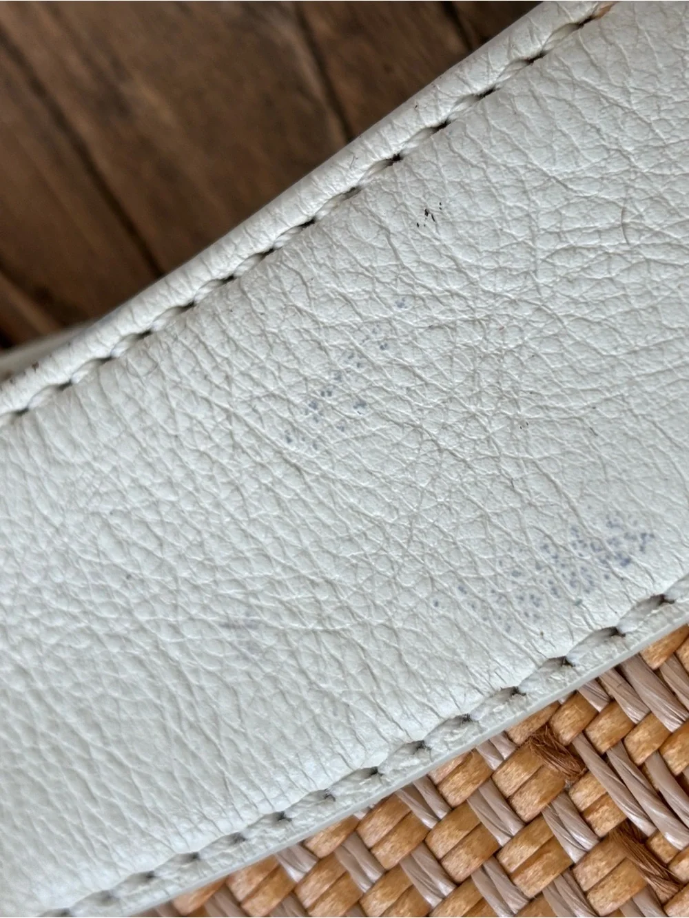 Cole Haan Tarran Tote Bag White Leather and Woven Straw